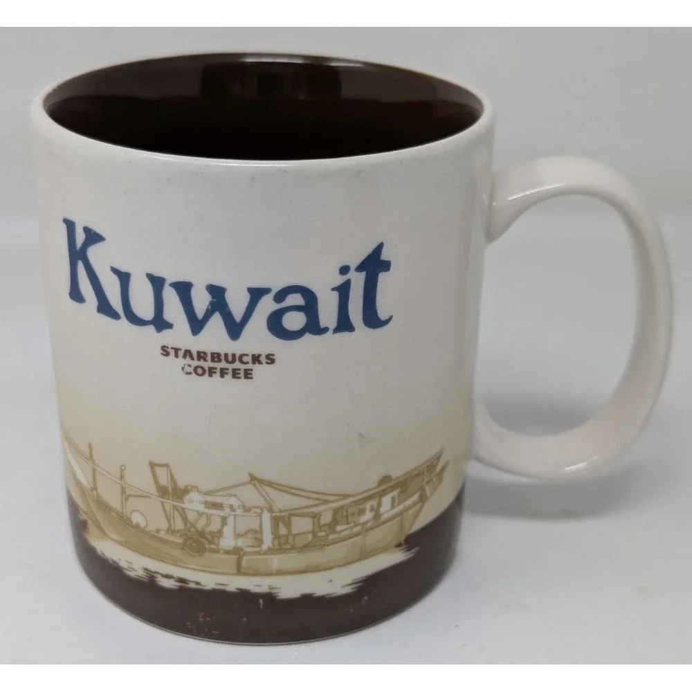 Starbucks Kuwait Coffee Mug Global Icon Series 16oz Skyline‎ and Boat Design